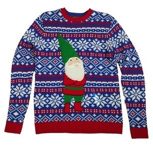 33 Degrees Mens Medium Gnome Ugly Christmas Sweater Holiday Party Festive